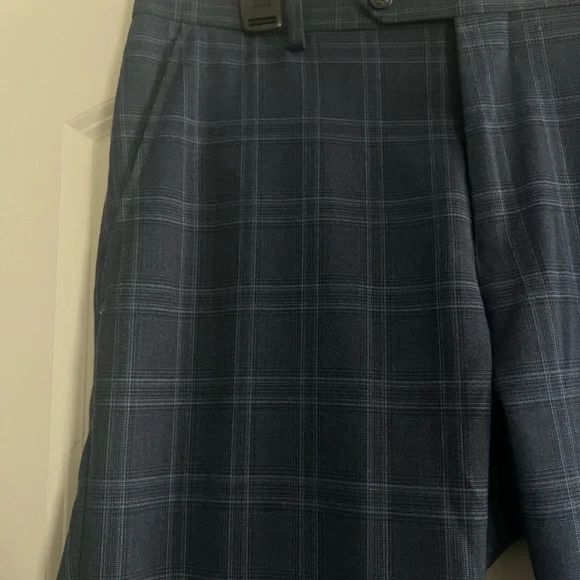 Alfani Men's Slim Fit Navy Checkered Dress Pants